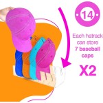 Hat Stand - Acrylic Baseball Cap Display Holder for 14 Caps, Clear Design, No Installation Needed, 2 Pack